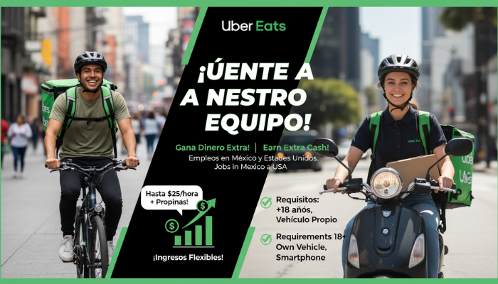 Mensajero en Moto o Bicicleta en Uber Eats